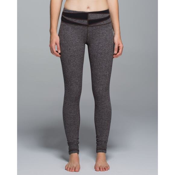 Lululemon Wunder Under Pant Leggings Giant Herringbone Black Gray SZ 6 - Picture 9 of 10